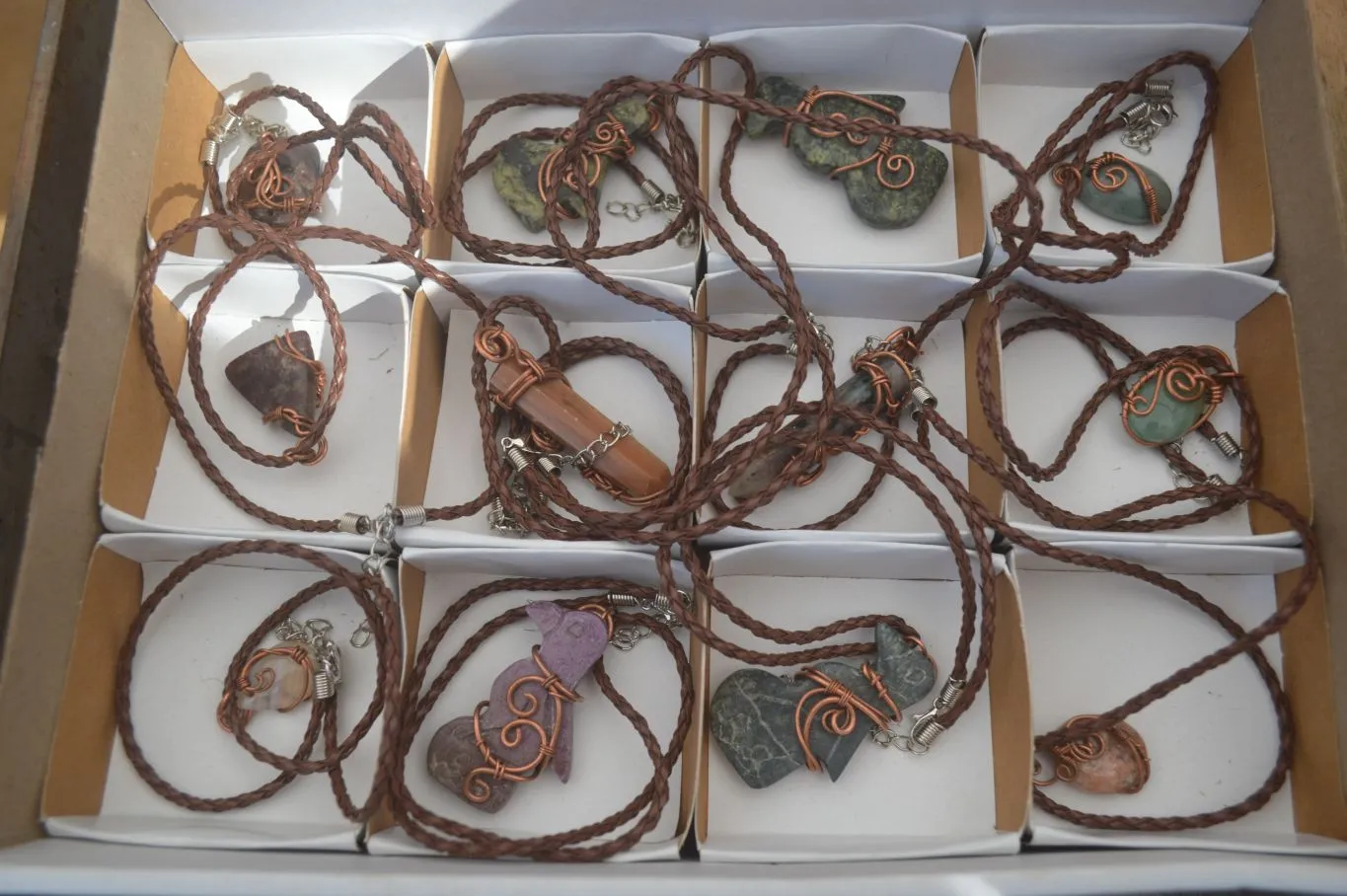 Polished Copper Wire Wrapped Ancient Eagle Pendants  x 12 From Zimbabwe