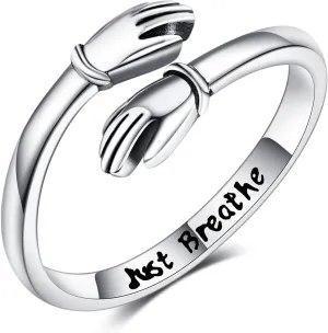 POPLYKE Hug Ring for Women 925 Sterling Silver Adjustable Couple Hug Ring Hugging Rings Encourage Embrace Rings Jewelry for Women