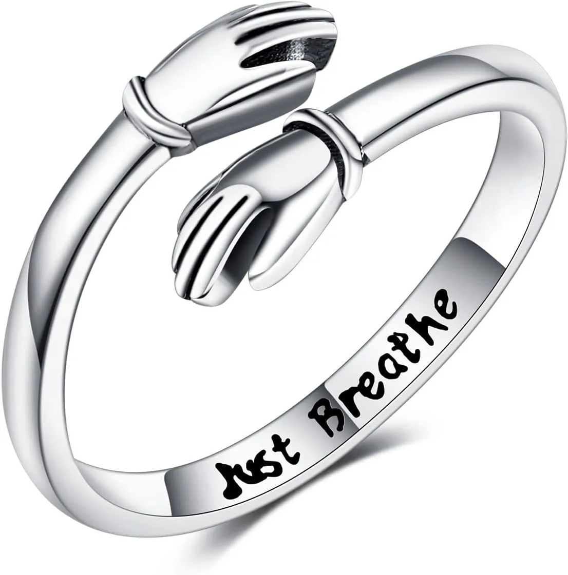 POPLYKE Hug Ring for Women 925 Sterling Silver Adjustable Couple Hug Ring Hugging Rings Encourage Embrace Rings Jewelry for Women