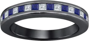 Princess Cut Gemstone Half Eternity 14k Black Gold Plated Wedding Band Ring for Women