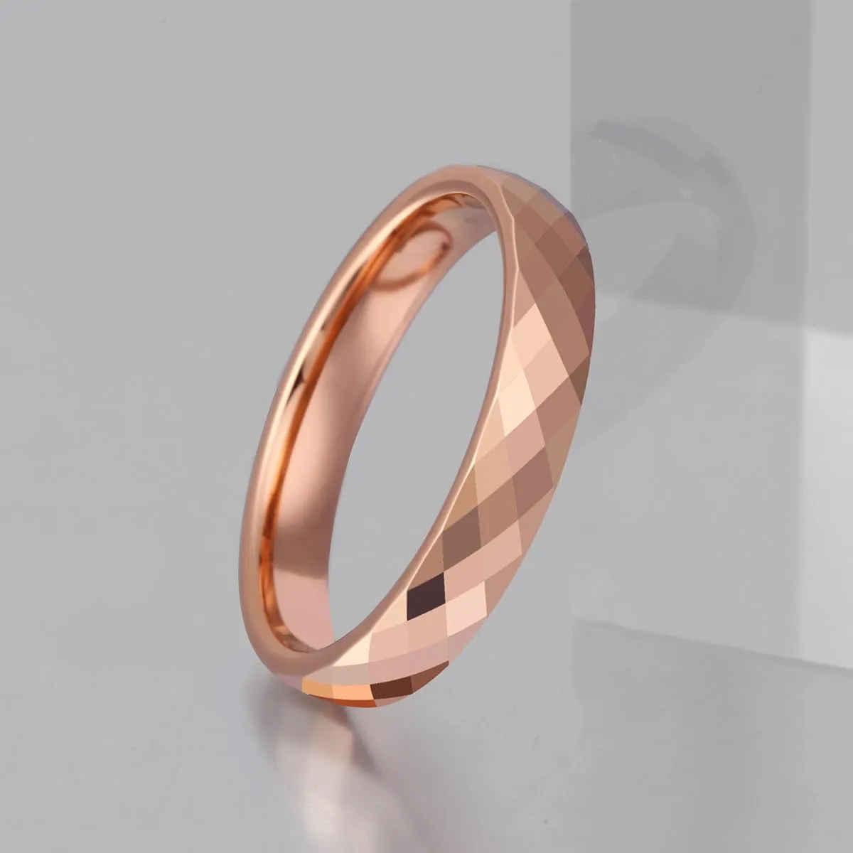 Promise Ring for Couple 4mm Black/Silver/Gold/Rose Gold Multi-faceted Tungsten Wedding Band for Men Women