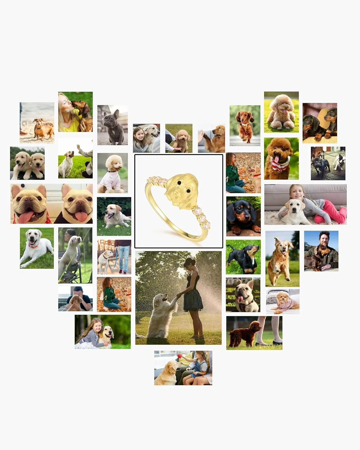 Puppy Pet Lovers Paw Print Ring 925 Sterling Silver Golden Retriever Ring Cute Pet Animal Cubic Zirconia Jewelry Gift Creative Pierced Love Dog Claw Statement Rings for Pet Lover Families Gifts Friends