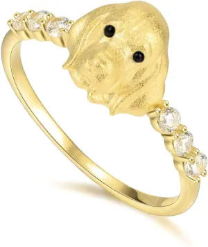 Puppy Pet Lovers Paw Print Ring 925 Sterling Silver Golden Retriever Ring Cute Pet Animal Cubic Zirconia Jewelry Gift Creative Pierced Love Dog Claw Statement Rings for Pet Lover Families Gifts Friends