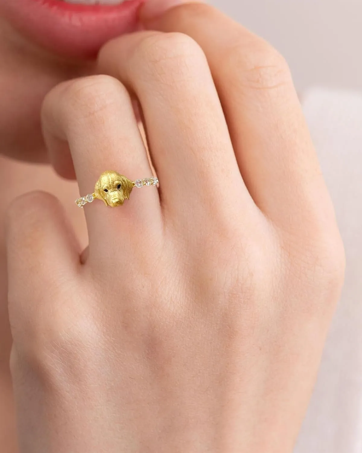 Puppy Pet Lovers Paw Print Ring 925 Sterling Silver Golden Retriever Ring Cute Pet Animal Cubic Zirconia Jewelry Gift Creative Pierced Love Dog Claw Statement Rings for Pet Lover Families Gifts Friends