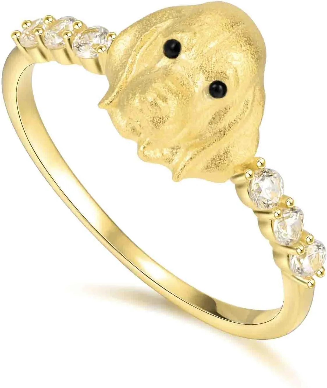 Puppy Pet Lovers Paw Print Ring 925 Sterling Silver Golden Retriever Ring Cute Pet Animal Cubic Zirconia Jewelry Gift Creative Pierced Love Dog Claw Statement Rings for Pet Lover Families Gifts Friends