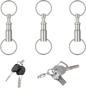 Quick Release Keychain 3 Pack Iron Alloy Detachable Key Ring Disconnect Pull Apart Key Chain For Men Women