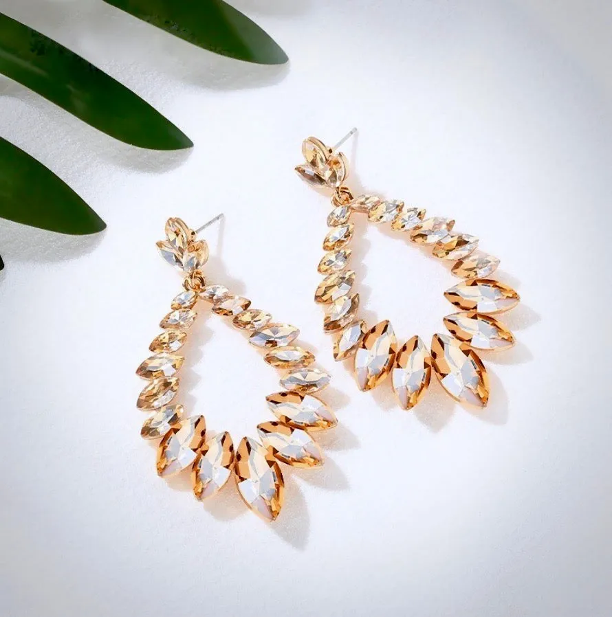"Olive" - Crystal Bridal Earrings - Available in Silver and Gold
