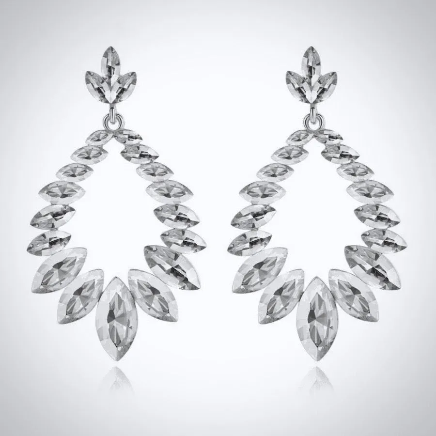 "Olive" - Crystal Bridal Earrings - Available in Silver and Gold