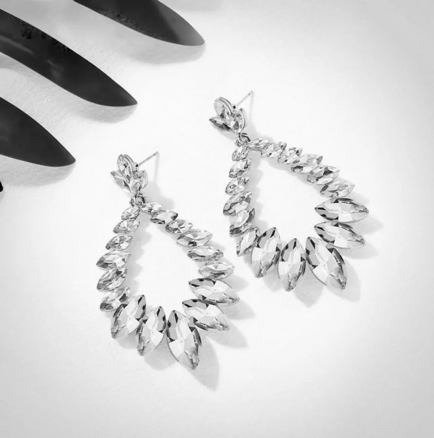 "Olive" - Crystal Bridal Earrings - Available in Silver and Gold
