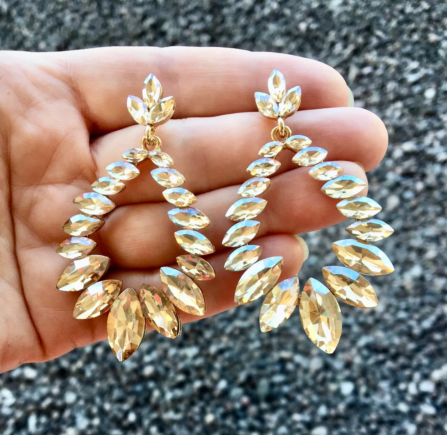 "Olive" - Crystal Bridal Earrings - Available in Silver and Gold