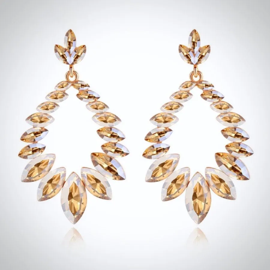 "Olive" - Crystal Bridal Earrings - Available in Silver and Gold