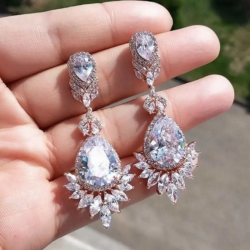 "Shelley" - Cubic Zirconia Bridal Earrings - More Colors