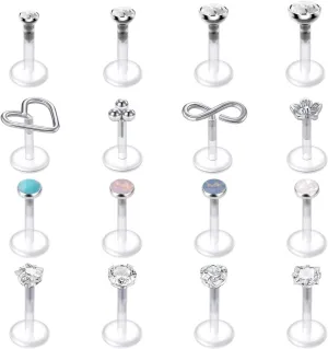 QWALIT Cartilage Earrings - Silver, Clear for Women - Forward Helix, Tragus Earrings, Medusa Piercing Jewelry