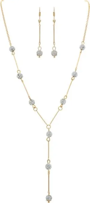 Rain Jewelry Gold Crystal Bead Link Y Necklace Set