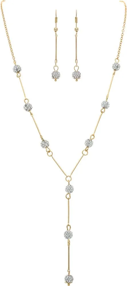 Rain Jewelry Gold Crystal Bead Link Y Necklace Set
