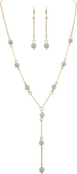 Rain Jewelry Gold Crystal Bead Link Y Necklace Set