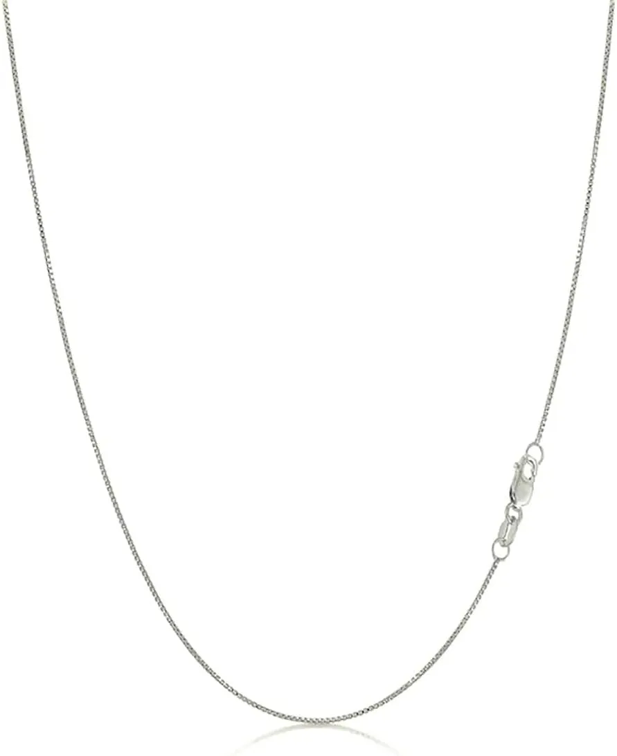 Real 14k Solid Yellow/White/Rose Gold Box Chain Link Necklace with Lobster Claw Clasp, Jewery Gift for Her Him, Thickness 0.7-1.2 mm, Length 16-24 inch