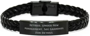 Retired. Under New. Braided Leather Bracelet, Grandmother Engraved Bracelet, Brilliant Gifts For Grandmother from Grandchild, Beaded bracelet, Charm bracelet, Cuff bracelet, Friendship bracelet,