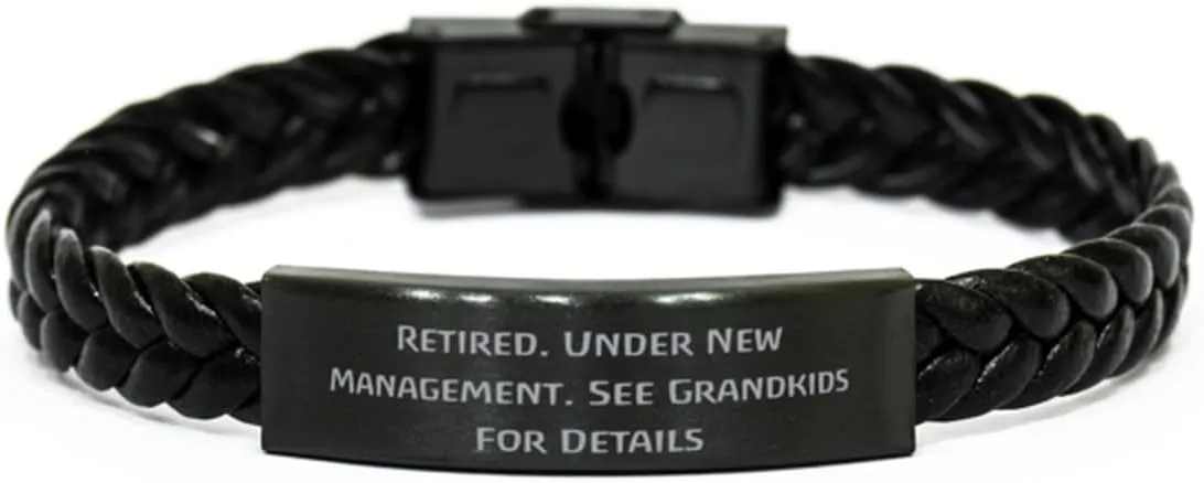 Retired. Under New. Braided Leather Bracelet, Grandmother Engraved Bracelet, Brilliant Gifts For Grandmother from Grandchild, Beaded bracelet, Charm bracelet, Cuff bracelet, Friendship bracelet,