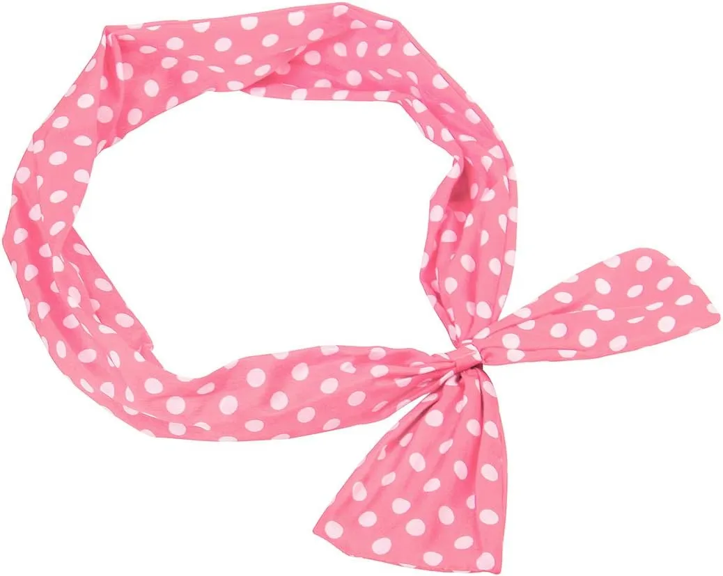 Retro 50's Costume Accessories Set Polka Dot Chiffon Scarf Cat Eye Glasses Bandana Tie Headband & Earrings