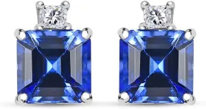 RHAPSODY AAAA Blue Tanzanite White Diamond Octagon 950 Platinum Stud Solitaire Earrings for Women Jewelry Birthday Gifts Ct 2.22 E-F Color VS Clarity