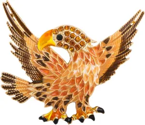 Rhinestone Eagle Bird Brooch Pin for Women Unisex Gold Plated Crystals Flying Wing Hawk Brooches Lapel Pins Suit Collar Dress Accessories Lightweight Jewelry for Holiday Birthday Party