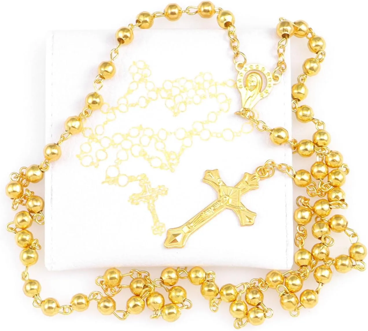 Rosary Necklace with Leather Pouch