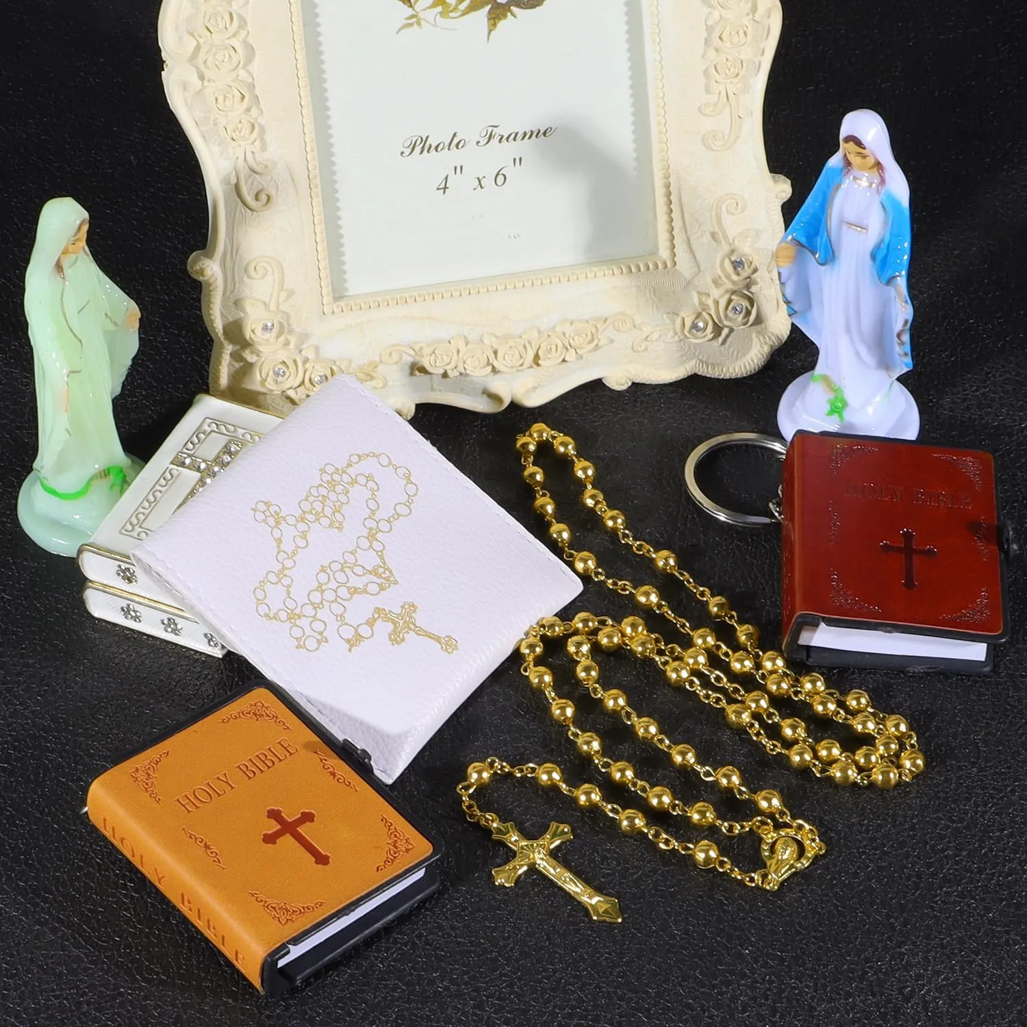 Rosary Necklace with Leather Pouch