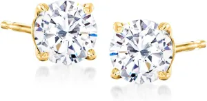 Ross-Simons Round CZ Stud Earrings in 14kt Yellow Gold