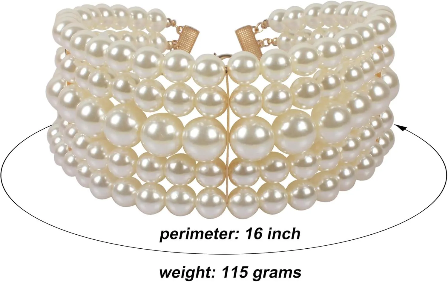 Round Imitation Pearl Choker Necklace set Resin Chain Collar Choker Statement Necklace Ladies Jewelry Beaded Wedding Party Necklace (WHITE)