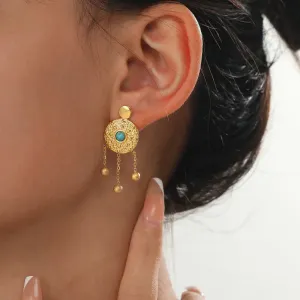 Round Tapped Gold Disc Earrings