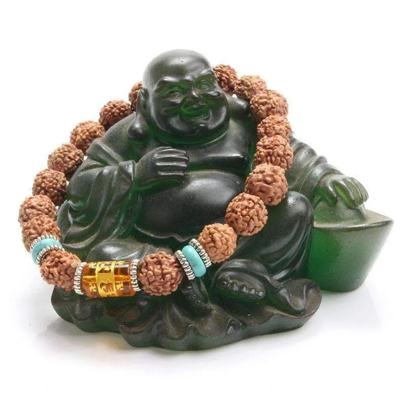 Rudraksha Beads Six Words Mantra Charm Bracelet