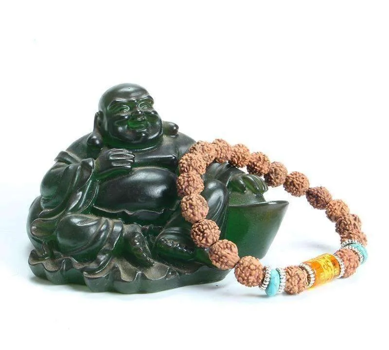 Rudraksha Beads Six Words Mantra Charm Bracelet