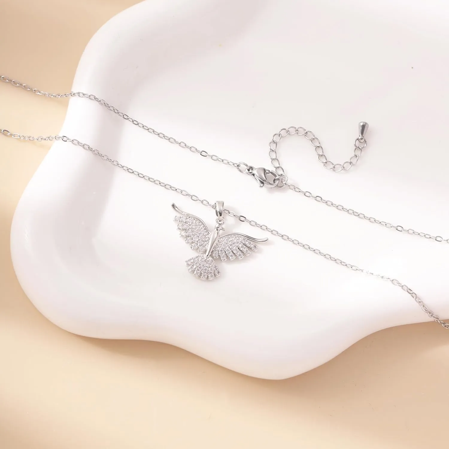 RZKING Silver Necklace for Women, Dainty Cat Candy Bow Moonstone Necklace, Gifts for Best Friend Sister Mom Daughter Teacher, Mothers Day Birthday Christmas Thank You Gifts