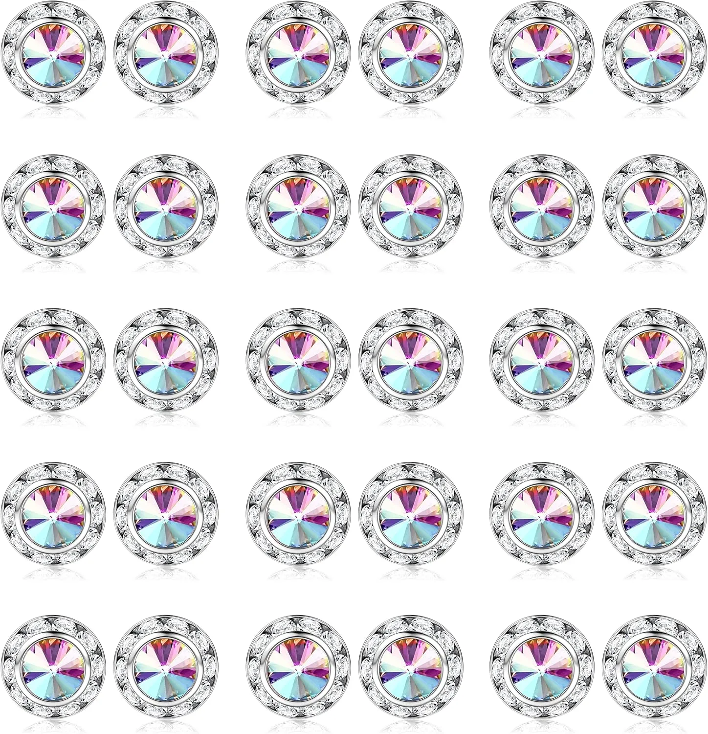 SAILIMUE 15Pairs Rhinestone Earrings For Women Dance Competition Performance Ballet Stud Earrings Stainless Steel Round Acrylic Stone Inside Rhinestone Crystal Halo Dance Competition Earrings Set 15mm 20mm