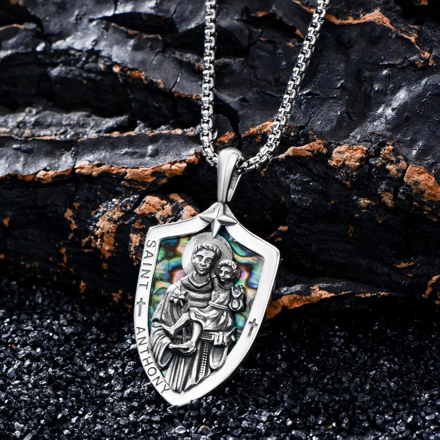 Saint Necklace 925 Sterling Silver St Necklace Amulet Pendant Jewelry Religious Gift for Men Women
