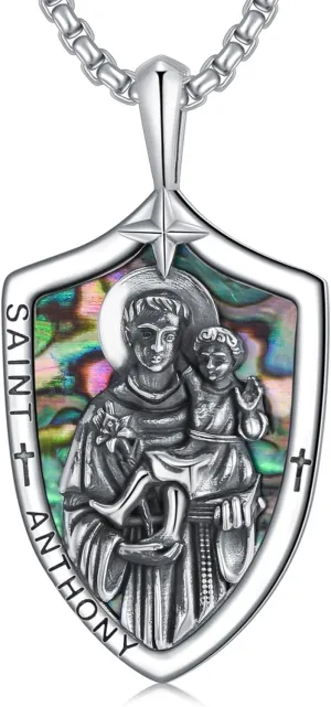 Saint Necklace 925 Sterling Silver St Necklace Amulet Pendant Jewelry Religious Gift for Men Women