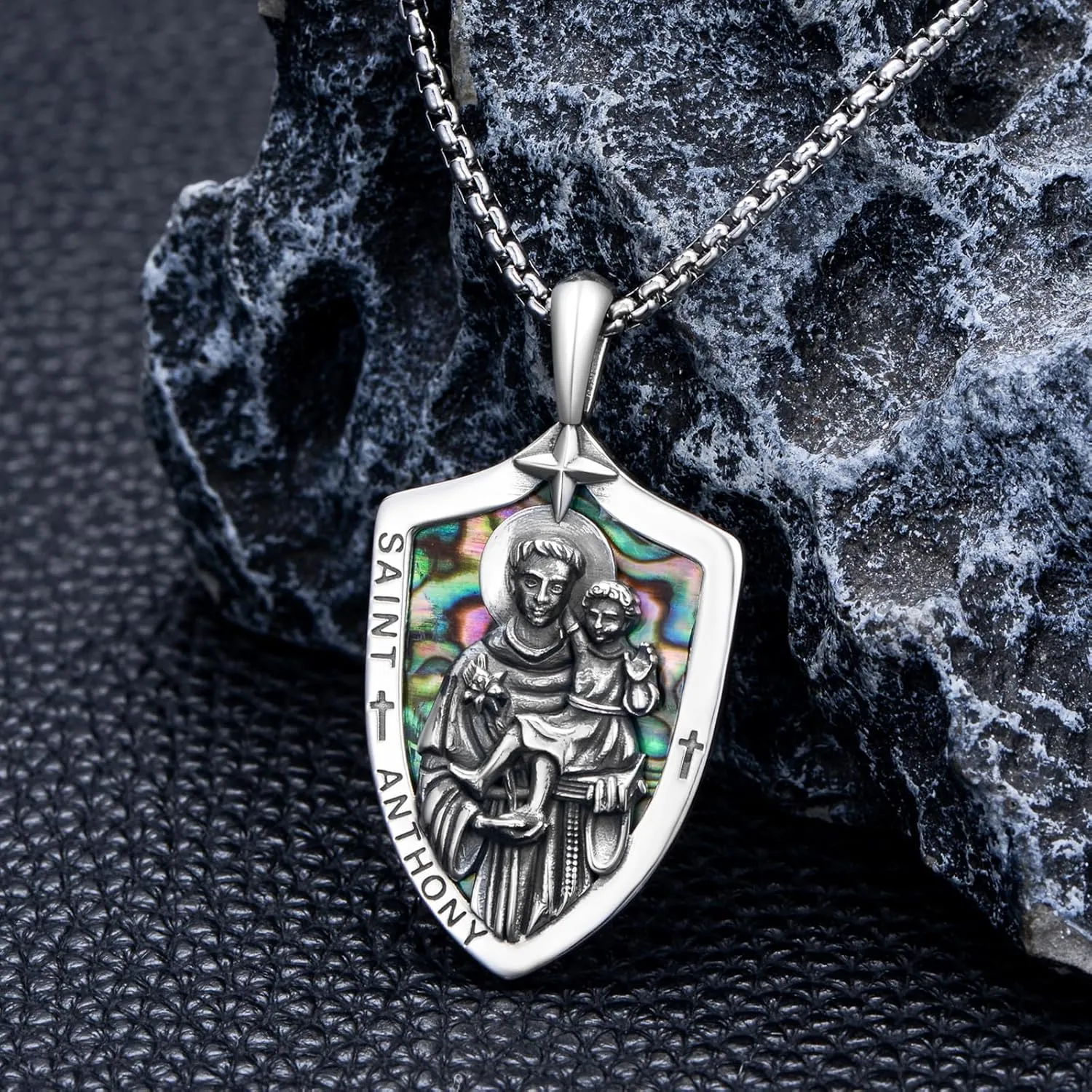 Saint Necklace 925 Sterling Silver St Necklace Amulet Pendant Jewelry Religious Gift for Men Women