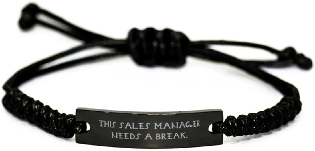 Sales manager Gifts For Coworkers, This Sales Manager, Brilliant Sales manager Black Rope Bracelet, Engraved Bracelet From Boss, Best friend bracelet, Black friendship bracelet, Rope bracelet