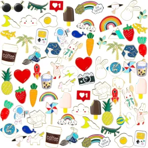 Sasylvia 100 Pcs Enamel Pins Bulk for Backpacks Cute Mixed Cartoon Fun Brooch Enamel Pins Easter Button for Backpacks Anime Lapel Badges Jewelry Bulk Set for Bags Hat Decoration Gifts