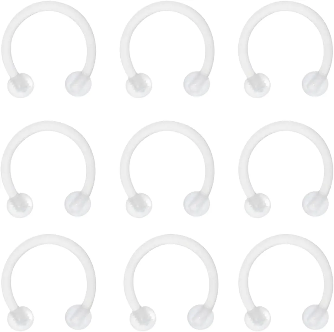 Satix Mix Style Clear Piercing Retainers for Work Surgery, Bioflex Clear Earring Retainer, Clear Nose Rings Retainer, Flat Top Nose Bone Retainer, Clear Septum Retainer, Flexible Horseshoe Retainer