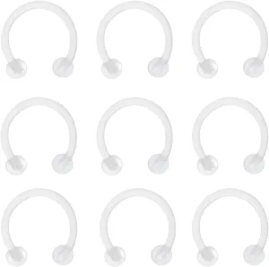 Satix Mix Style Clear Piercing Retainers for Work Surgery, Bioflex Clear Earring Retainer, Clear Nose Rings Retainer, Flat Top Nose Bone Retainer, Clear Septum Retainer, Flexible Horseshoe Retainer