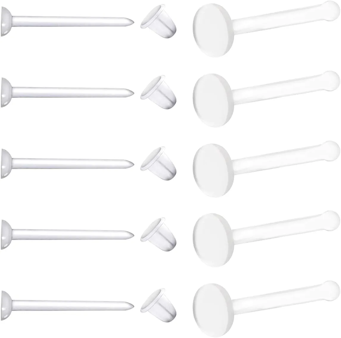 Satix Mix Style Clear Piercing Retainers for Work Surgery, Bioflex Clear Earring Retainer, Clear Nose Rings Retainer, Flat Top Nose Bone Retainer, Clear Septum Retainer, Flexible Horseshoe Retainer