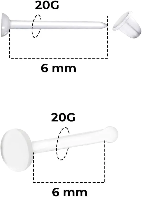 Satix Mix Style Clear Piercing Retainers for Work Surgery, Bioflex Clear Earring Retainer, Clear Nose Rings Retainer, Flat Top Nose Bone Retainer, Clear Septum Retainer, Flexible Horseshoe Retainer