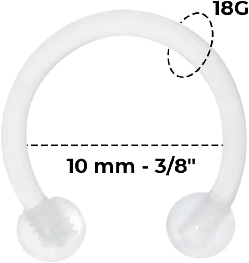 Satix Mix Style Clear Piercing Retainers for Work Surgery, Bioflex Clear Earring Retainer, Clear Nose Rings Retainer, Flat Top Nose Bone Retainer, Clear Septum Retainer, Flexible Horseshoe Retainer