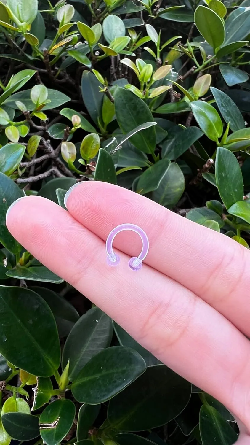 Satix Mix Style Clear Piercing Retainers for Work Surgery, Bioflex Clear Earring Retainer, Clear Nose Rings Retainer, Flat Top Nose Bone Retainer, Clear Septum Retainer, Flexible Horseshoe Retainer