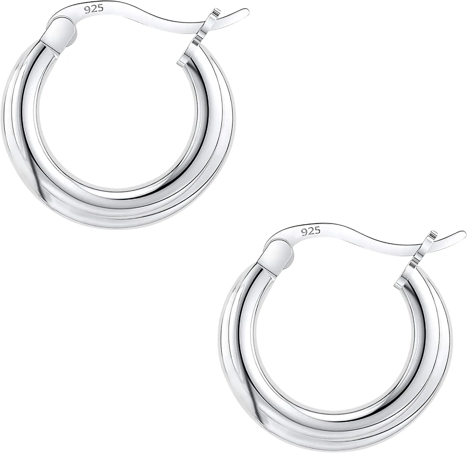 Savlano 925 Sterling silver 3MM Round Hoop Earrings for Women & Men Comes in 10MM-25MM with a Gift Box