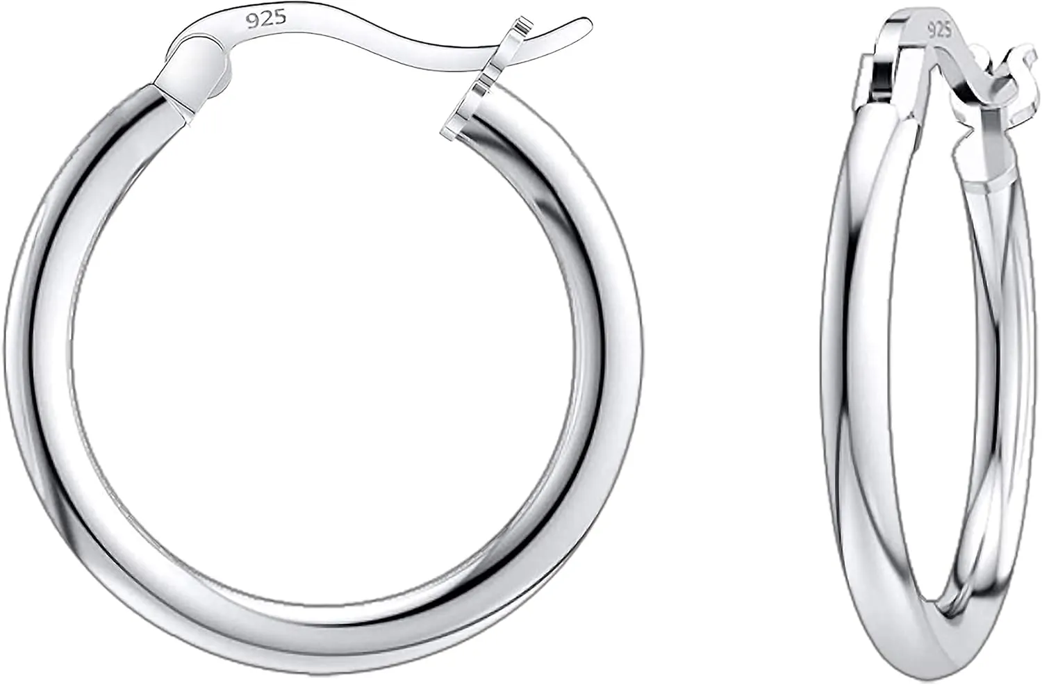 Savlano 925 Sterling silver Round Hoop Earrings for Women & Men Comes in 10MM-25MM