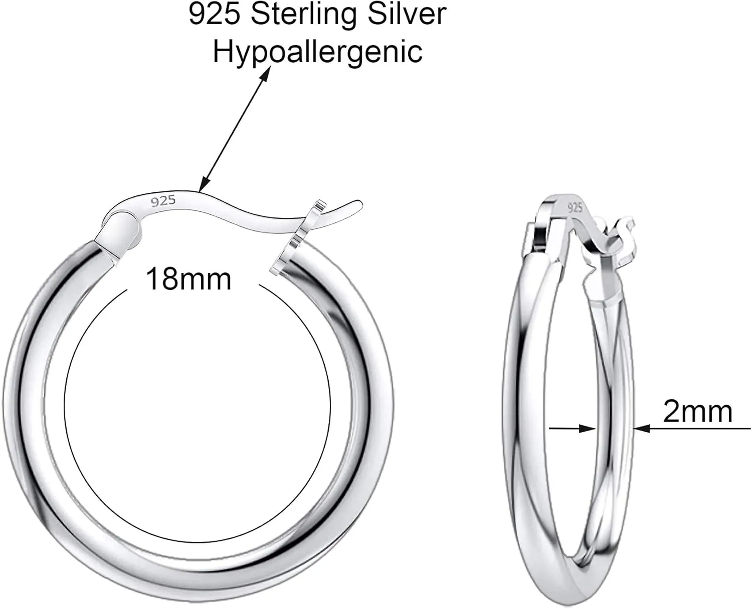 Savlano 925 Sterling silver Round Hoop Earrings for Women & Men Comes in 10MM-25MM