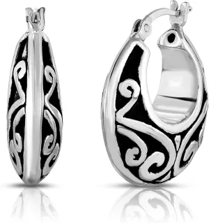 Savlano 925 Sterling Silver Small Round Hoop Earrings for Women